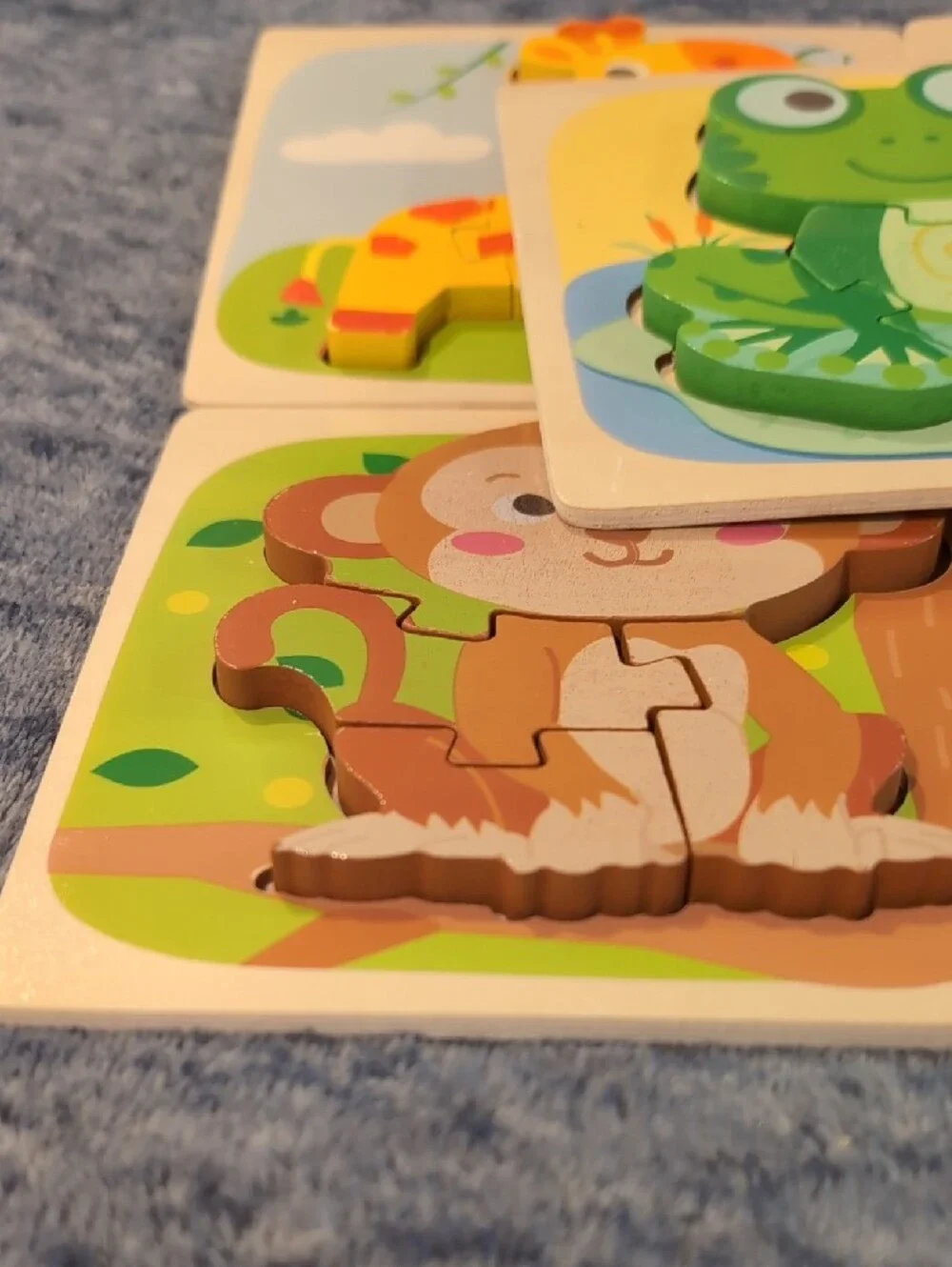 Children's Animal Puzzle Set - Raised Wood